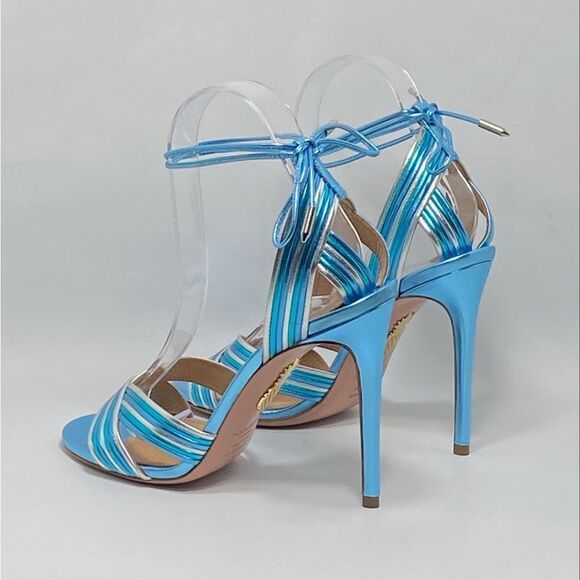 Aquazzura Ari Metallic Leather Ankle-Tie Sandals size 36.5 - Picture 8 of 11